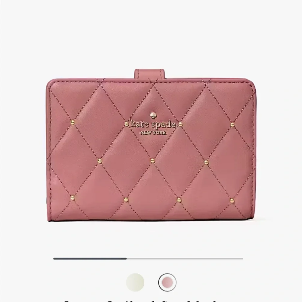 Kate Spade Carey Quilted Studded Medium Bifold Wallet in Pomegranate - Picture 6 of 7